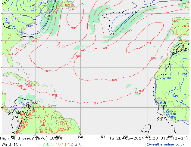 yüksek rüzgarlı alanlar ECMWF Sa 28.05.2024 15 UTC