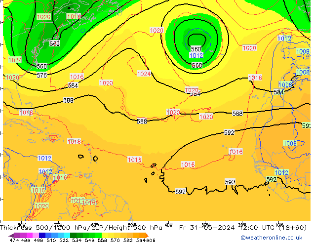 500-1000 hPa Kalınlığı ECMWF Cu 31.05.2024 12 UTC