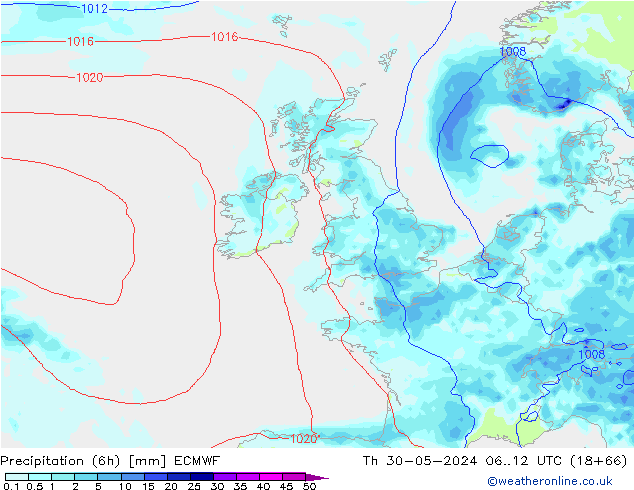 Z500/Rain (+SLP)/Z850 ECMWF Th 30.05.2024 12 UTC