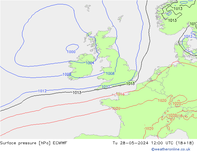 pression de l'air ECMWF mar 28.05.2024 12 UTC