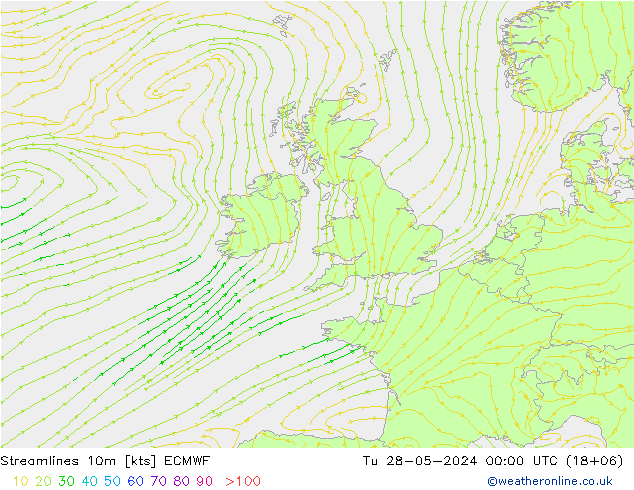 Stromlinien 10m ECMWF Di 28.05.2024 00 UTC