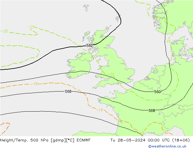 Height/Temp. 500 гПа ECMWF вт 28.05.2024 00 UTC