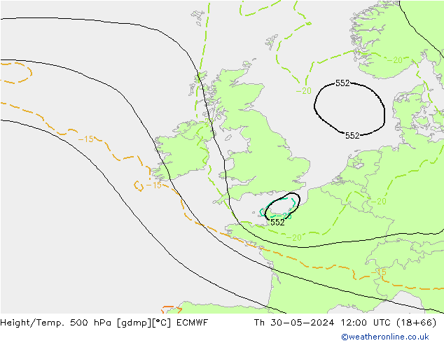 Z500/Rain (+SLP)/Z850 ECMWF Th 30.05.2024 12 UTC