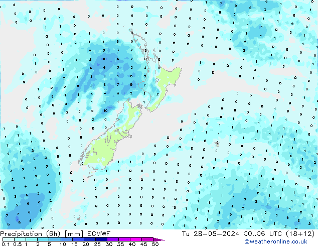 Z500/Rain (+SLP)/Z850 ECMWF wto. 28.05.2024 06 UTC