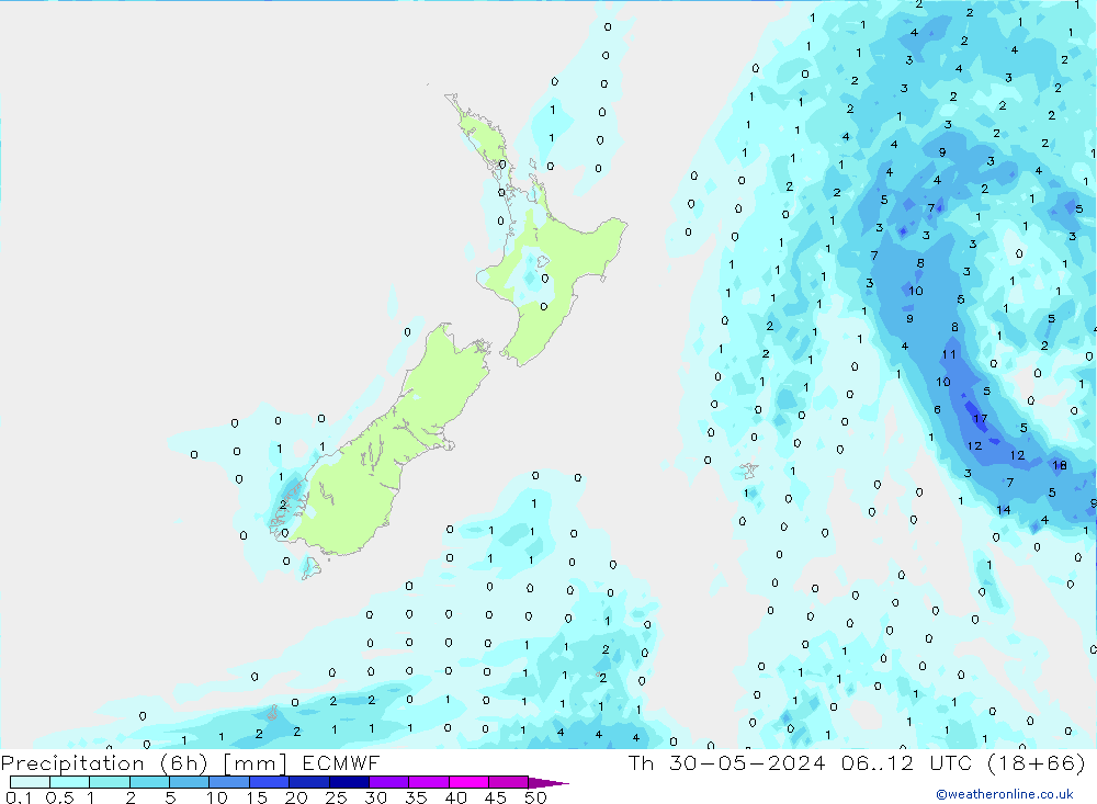 Z500/Rain (+SLP)/Z850 ECMWF czw. 30.05.2024 12 UTC