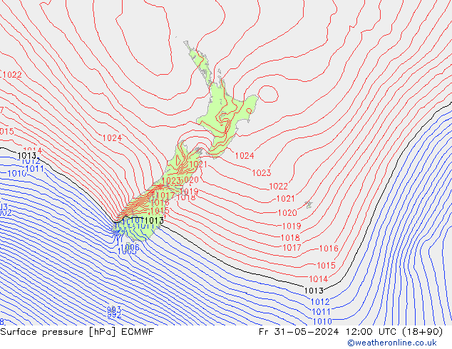 Surface pressure ECMWF Fr 31.05.2024 12 UTC