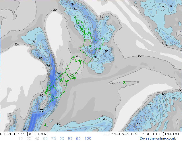 700 hPa Nispi Nem ECMWF Sa 28.05.2024 12 UTC