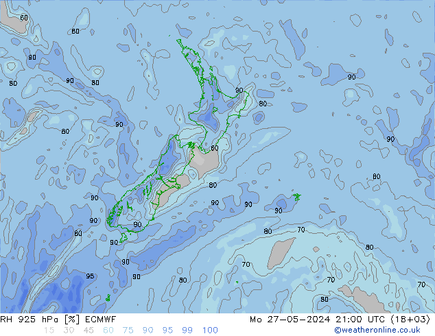 RH 925 hPa ECMWF Mo 27.05.2024 21 UTC