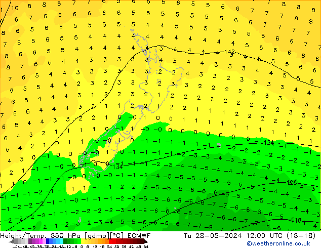 Z500/Rain (+SLP)/Z850 ECMWF Ter 28.05.2024 12 UTC