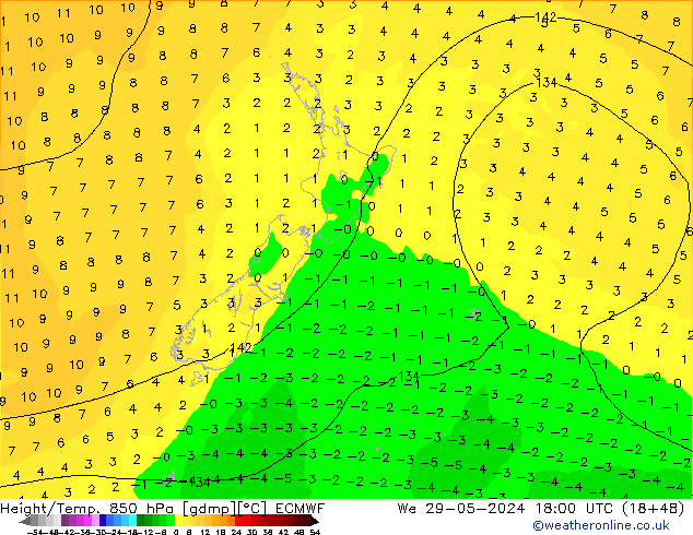 Z500/Rain (+SLP)/Z850 ECMWF We 29.05.2024 18 UTC