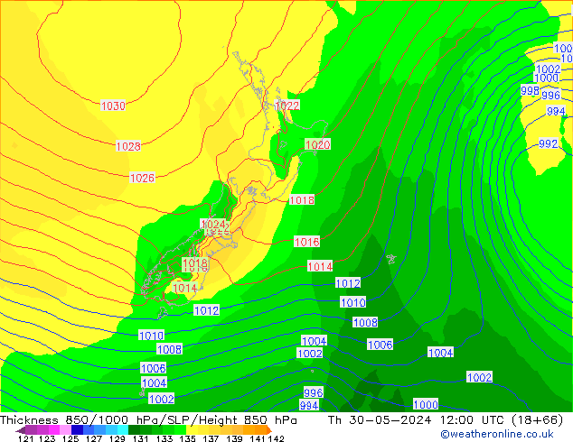 Thck 850-1000 hPa ECMWF Th 30.05.2024 12 UTC