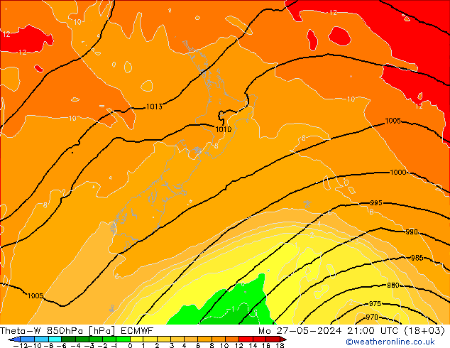 Theta-W 850hPa ECMWF Pzt 27.05.2024 21 UTC