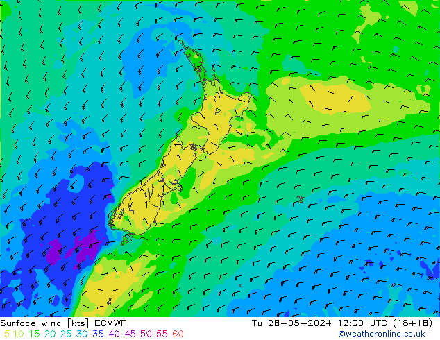 Surface wind ECMWF Tu 28.05.2024 12 UTC