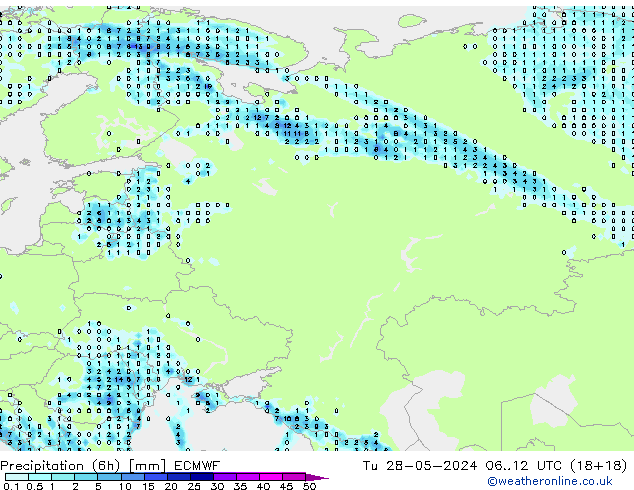 Z500/Rain (+SLP)/Z850 ECMWF вт 28.05.2024 12 UTC