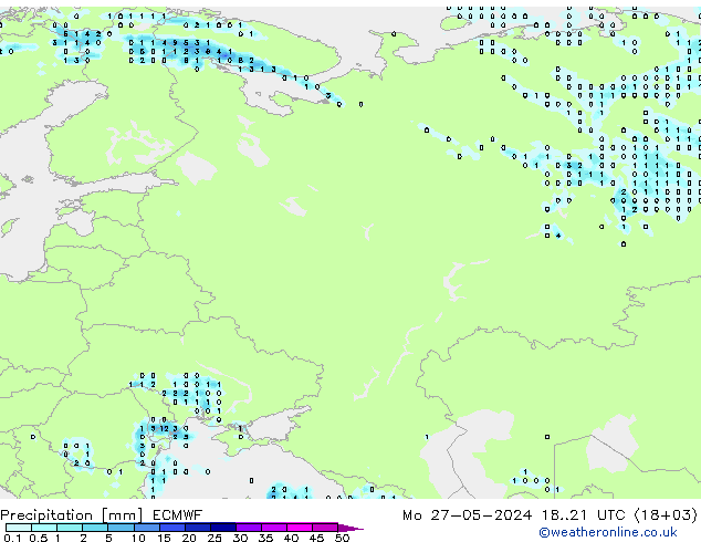 Srážky ECMWF Po 27.05.2024 21 UTC