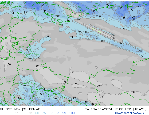 RH 925 hPa ECMWF wto. 28.05.2024 15 UTC