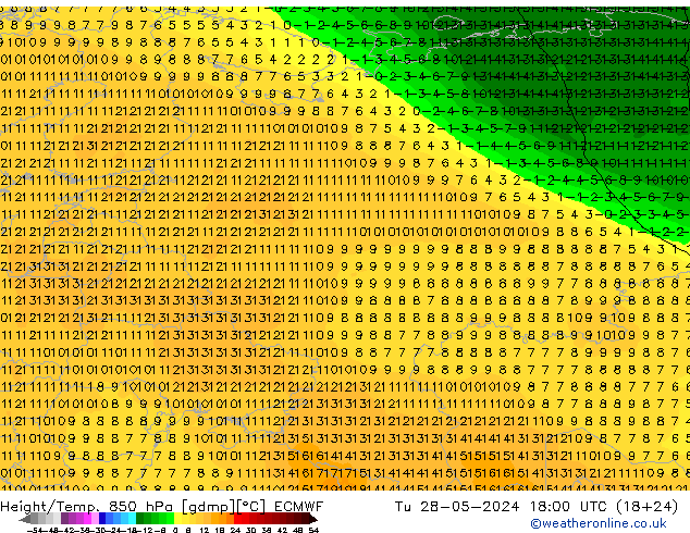 Z500/Rain (+SLP)/Z850 ECMWF Tu 28.05.2024 18 UTC