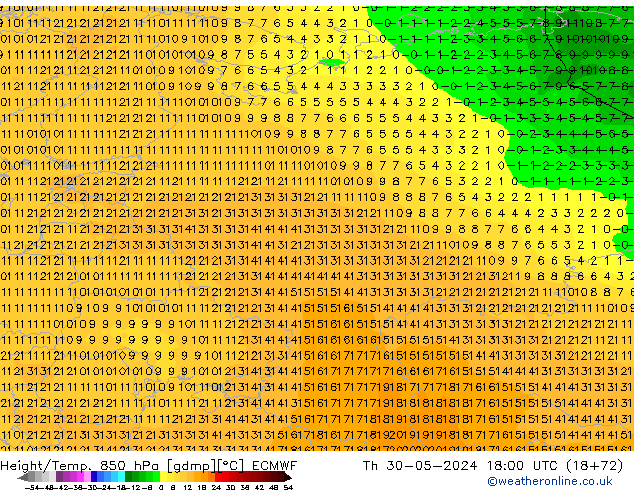 Z500/Rain (+SLP)/Z850 ECMWF  30.05.2024 18 UTC