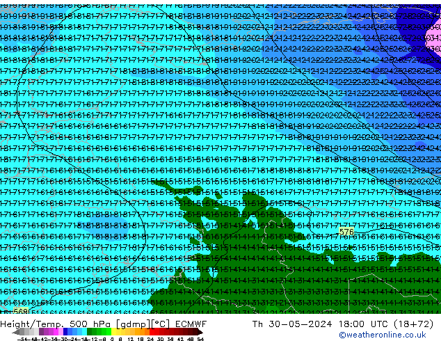 Z500/Rain (+SLP)/Z850 ECMWF  30.05.2024 18 UTC