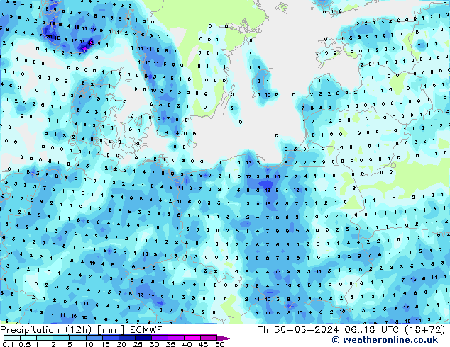 opad (12h) ECMWF czw. 30.05.2024 18 UTC