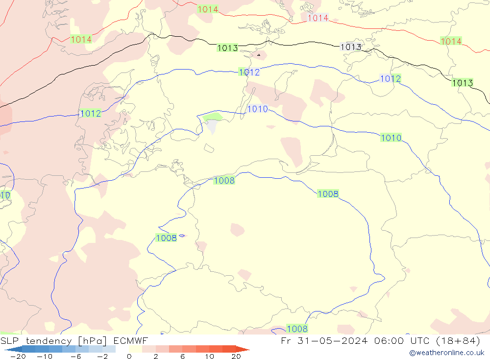 SLP tendency ECMWF Sex 31.05.2024 06 UTC