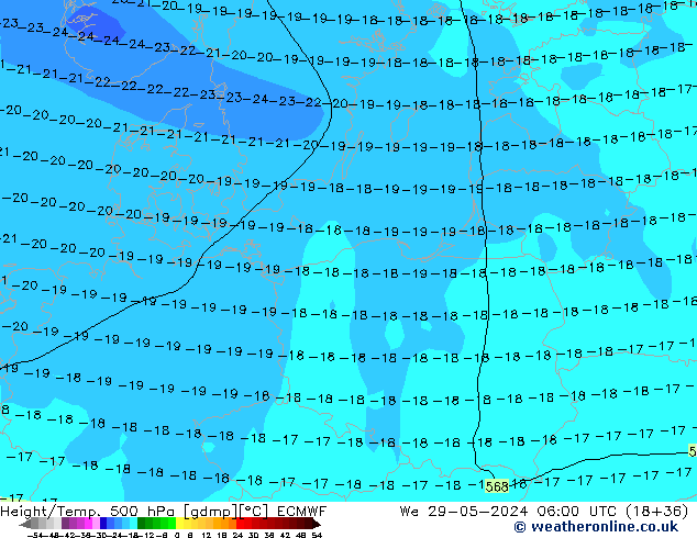 Z500/Rain (+SLP)/Z850 ECMWF mer 29.05.2024 06 UTC