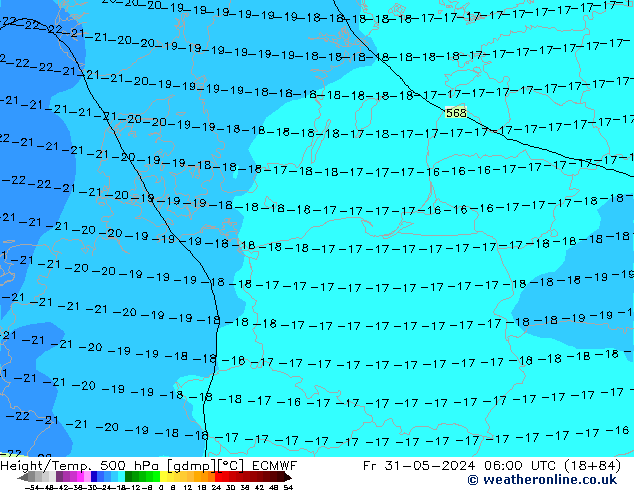 Z500/Rain (+SLP)/Z850 ECMWF Pá 31.05.2024 06 UTC