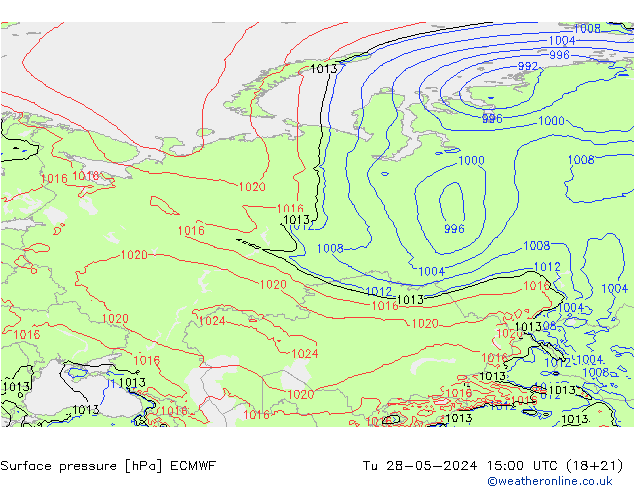 ciśnienie ECMWF wto. 28.05.2024 15 UTC
