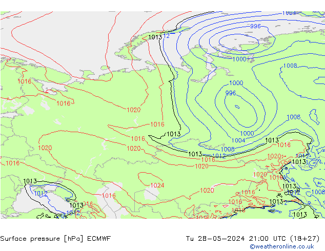 Yer basıncı ECMWF Sa 28.05.2024 21 UTC