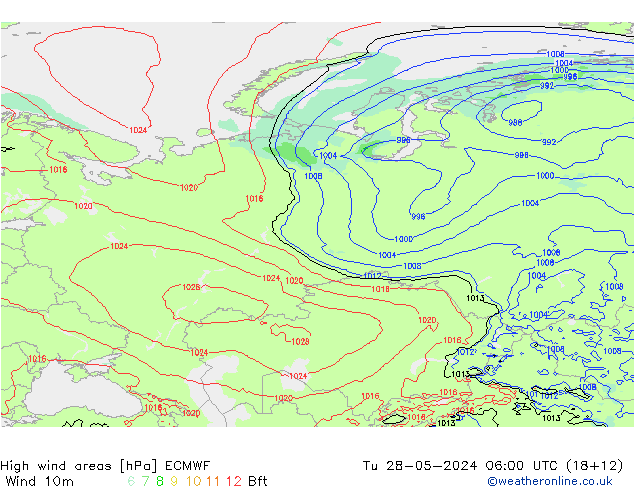 Windvelden ECMWF di 28.05.2024 06 UTC
