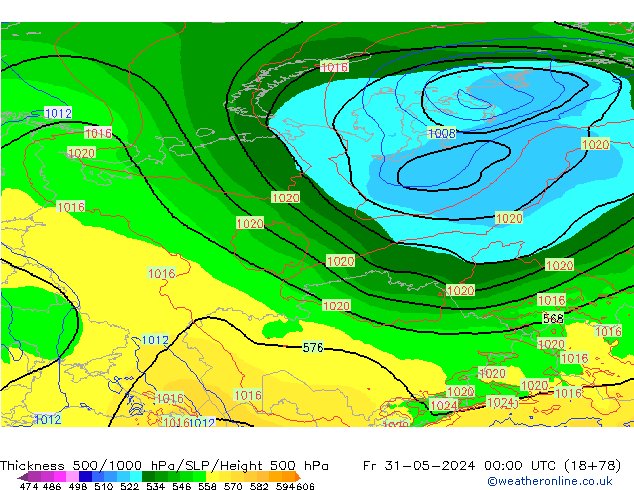 Thck 500-1000hPa ECMWF Sex 31.05.2024 00 UTC