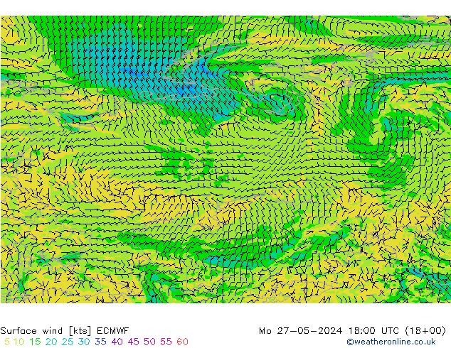 Bodenwind ECMWF Mo 27.05.2024 18 UTC