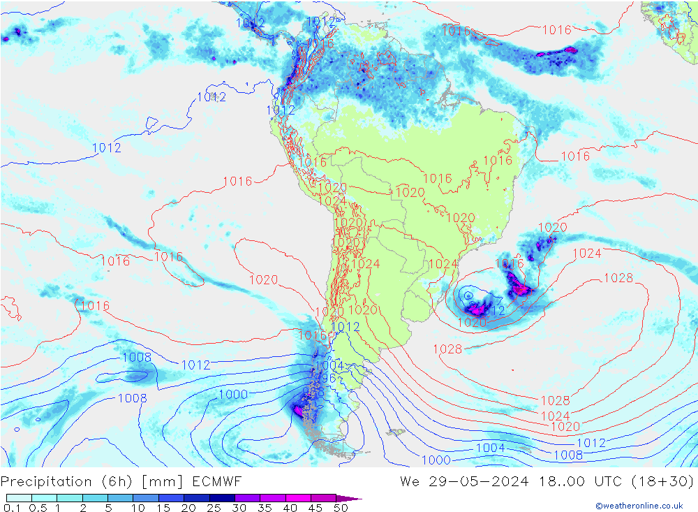 Z500/Rain (+SLP)/Z850 ECMWF We 29.05.2024 00 UTC