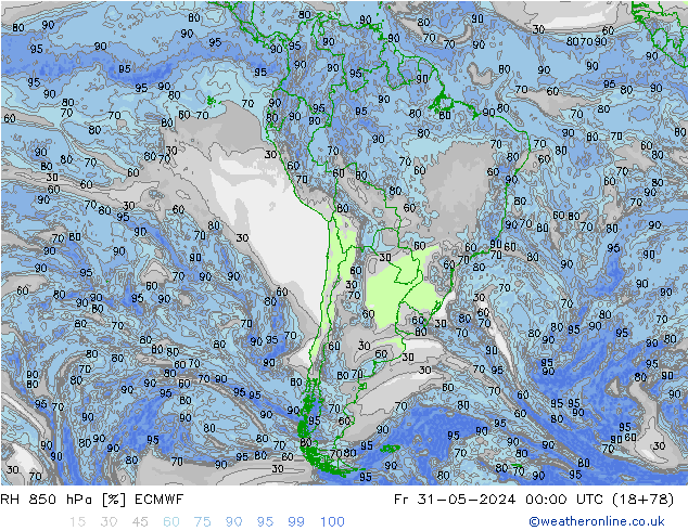 RH 850 hPa ECMWF Fr 31.05.2024 00 UTC