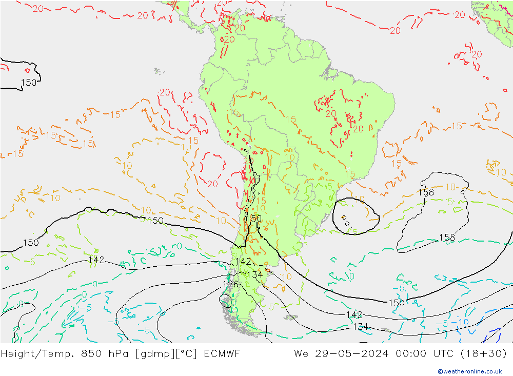 Z500/Rain (+SLP)/Z850 ECMWF St 29.05.2024 00 UTC