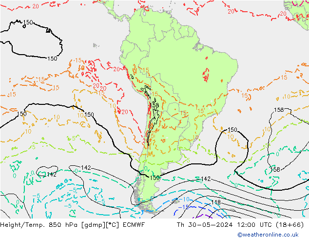 Z500/Rain (+SLP)/Z850 ECMWF Th 30.05.2024 12 UTC