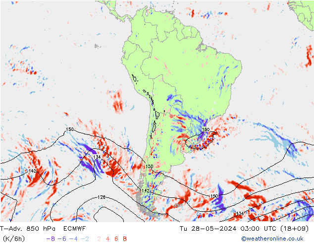 T-Adv. 850 hPa ECMWF mar 28.05.2024 03 UTC