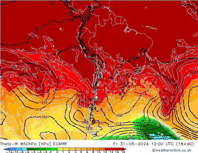 Theta-W 850hPa ECMWF Fr 31.05.2024 12 UTC