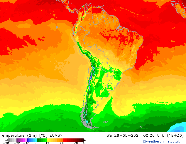 карта температуры ECMWF ср 29.05.2024 00 UTC