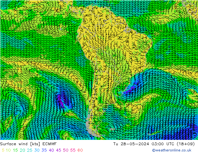 Viento 10 m ECMWF mar 28.05.2024 03 UTC