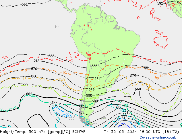 Z500/Rain (+SLP)/Z850 ECMWF czw. 30.05.2024 18 UTC