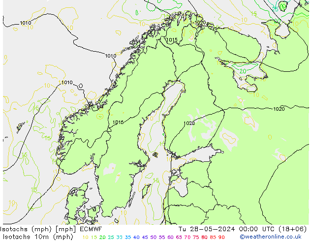 Isotachs (mph) ECMWF mar 28.05.2024 00 UTC