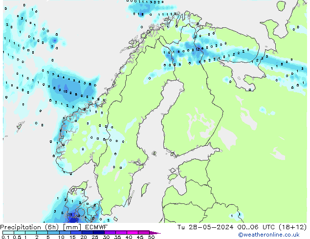 Yağış (6h) ECMWF Sa 28.05.2024 06 UTC