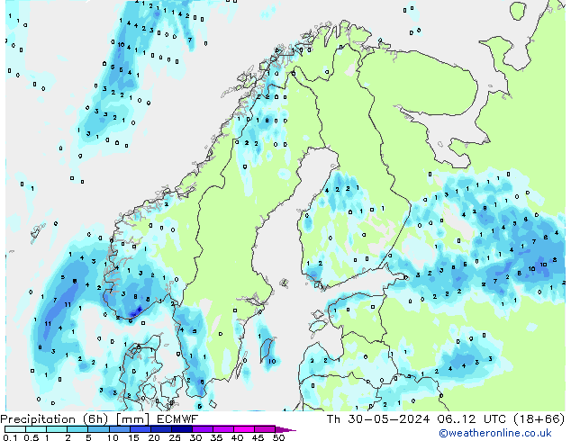 Z500/Rain (+SLP)/Z850 ECMWF Th 30.05.2024 12 UTC