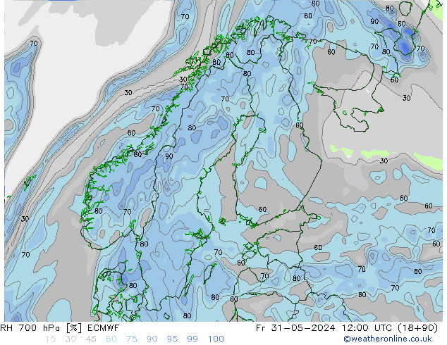 RH 700 hPa ECMWF Fr 31.05.2024 12 UTC