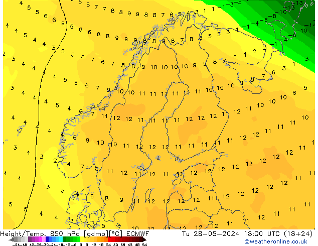 Z500/Rain (+SLP)/Z850 ECMWF 星期二 28.05.2024 18 UTC