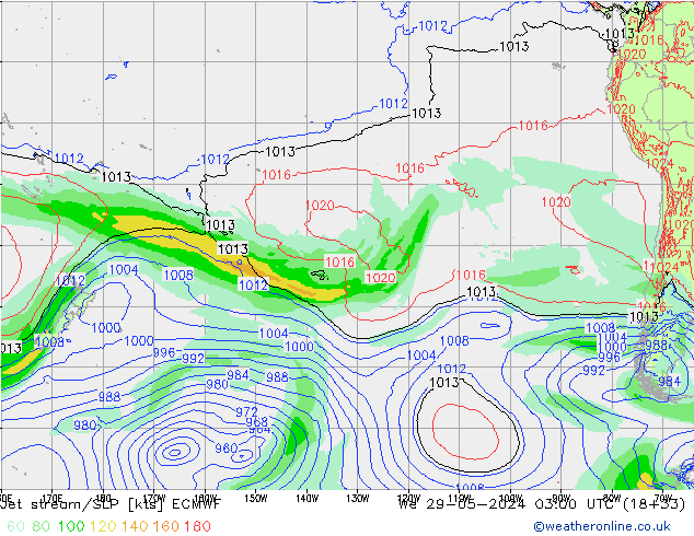 Jet stream ECMWF Qua 29.05.2024 03 UTC