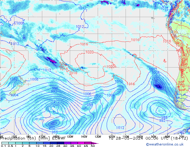 Z500/Rain (+SLP)/Z850 ECMWF wto. 28.05.2024 06 UTC