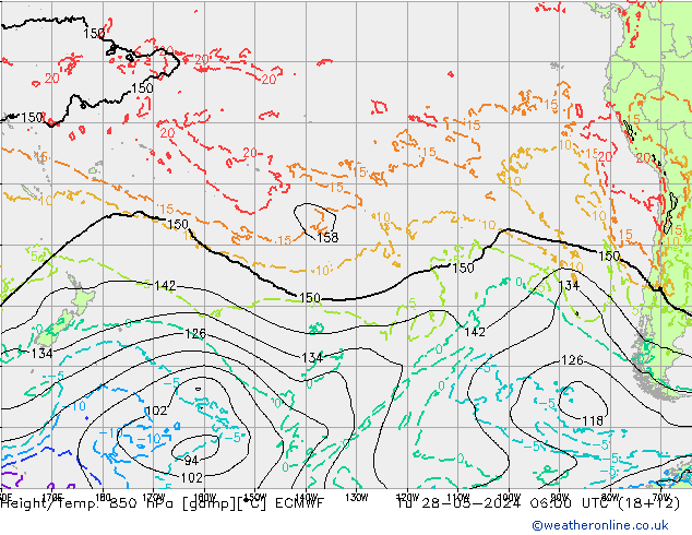 Z500/Rain (+SLP)/Z850 ECMWF wto. 28.05.2024 06 UTC