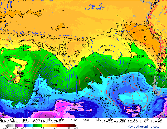 SLP/Temp. 850 hPa ECMWF Fr 31.05.2024 12 UTC